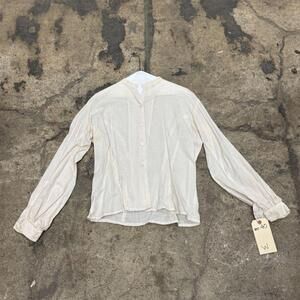 White 50s does 1800s Vintage Cotton HighNeck Victorian Style Film Costume Blouse